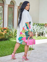 Vestidos midi con camisa estampada y bolsillos de manga larga